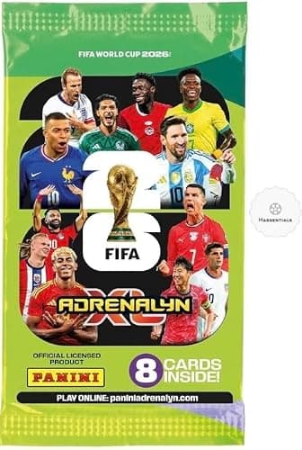 Panini World Cup 2026 Soccer Trading Pack of 8 Soccer Cards + Bundle with hassentials Sticker World Cup Cards - Image 1