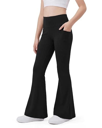 Stelle Girls Flare Leggings Bell Bottoms Yoga Pants with Pockets High Waisted Bootcut Dance Pants - Image 1