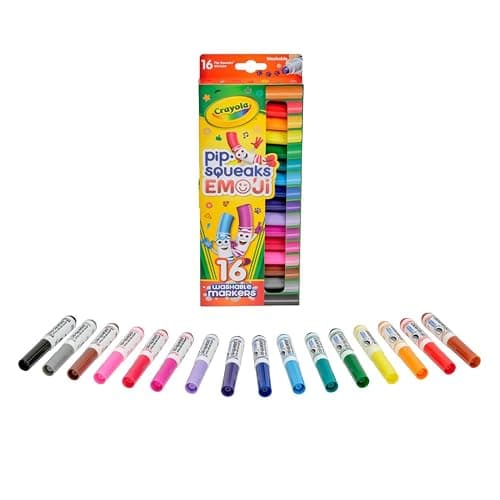 Crayola Emoji Pip Squeaks Washable Markers (16ct), Toddler Mini Stamper Marker Set, Coloring Supplies for Toddlers, Gift for Kids thumbnail 2