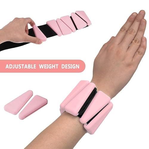 BSAFP Wrist Weights Set of 2, Adjustable Silicone Wrist and Ankle Weights for Women and Men, Adjustable Silicone Weight Bracelets (1Lbs Each) Suitable for Yoga, Pilates, Dance, Running, Jogging thumbnail 4