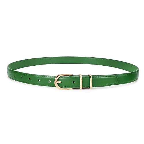 JASGOOD Women Skinny Leather Belt for Jeans Pants Fashion Ladies Thin Belt for Dress with Gold Single Prong Buckle - Image 1