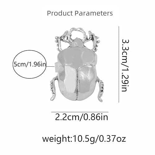 Dtja Vintage Beetle Insect Statement Ring for Women Men Adjustable Expandable Pest Moth Animal Halloween Wide Wrap Band Rings Comfort Fit Creative Holiday Jewelry thumbnail 6