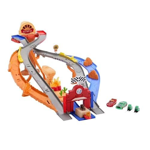 Mattel Disney and Pixar Cars Toy Playset, Lightning McQueen & Chicks Hicks & 2 Pitty Crew Vehicles, 2 Ways to Race, Race & Rescue Rescue Road Raceway thumbnail 5