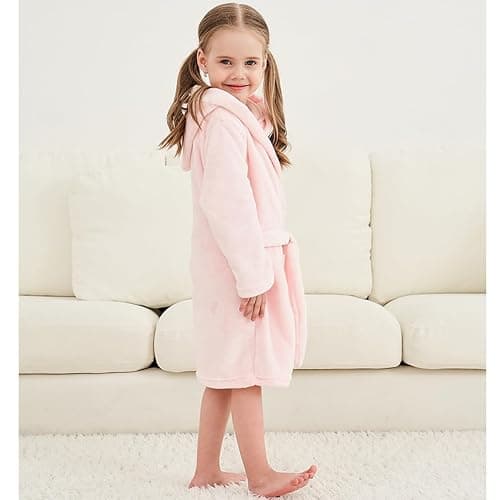 DNggAND Boys Girls Bathrobes,Toddler Boy Girl Robes,Children's Plush Soft Coral Fleece Hooded Pajamas Sleepwear for Kids thumbnail 5