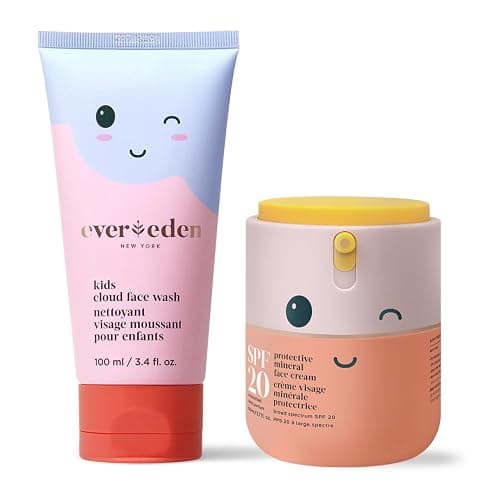 Kids Happy Morning DUO: Clean & Vegan Skin Care for Kids Bundle | Skin Care Cloud Face Wash + SPF 20 Mineral Face Cream | Non-Toxic | Non-Comedogenic | Fun | Easy-to-Use Skincare - Image 1