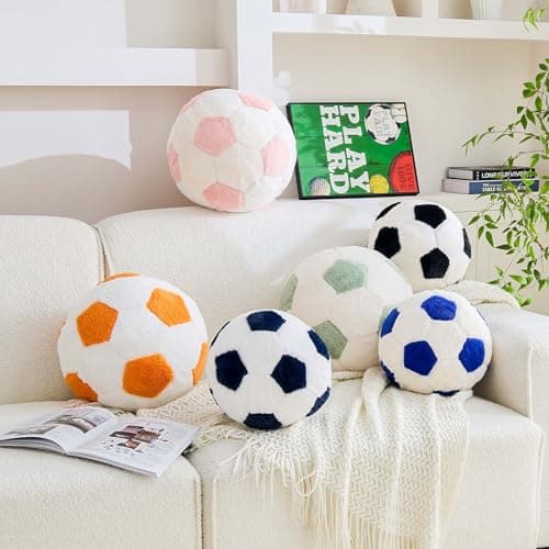 XVTRU World Cup Soccer Pillow Football Ball Throw Pillow Aesthetic Home Decor Soccer Plush Pillows Round Soccer Ball Decorative Pillow Soft Soccer Ball for Inside House Decor thumbnail 3