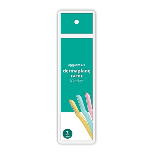 Amazon Basics Women's Dermaplaning Tool, Peach Fuzz Remover, Facial Hair Removal, Exfoliating Face Razor with Microguard Blade for Safe Eyebrow Shaping, Includes Blade Cover, Multicolor, 3 Count thumbnail 4