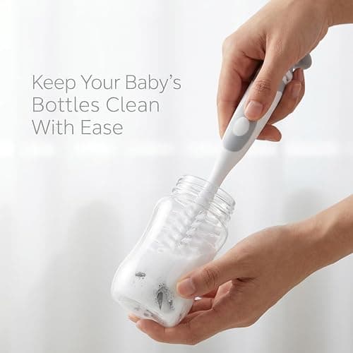 Ariseno 5-in-1 Baby Bottle Cleaner Set, Including Nylon & Silicone Bottle Brush, Cap, Straw & Nipple Brushes, BPA-Free (Grey) thumbnail 9
