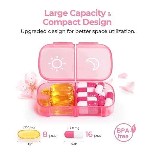 AUVON XL Weekly Pill Organizer 2 Times a Day, AM PM Pill Case with One-Side Large Opening for Easy to Use, Pill Box 7 Day Travel Medication Organizer for Medications, Vitamins, Fish Oils, Supplements thumbnail 3