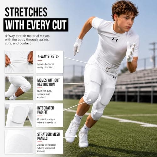 Under Armour Gameday Armour Integrated Football Pant Youth, White, X-Large thumbnail 3
