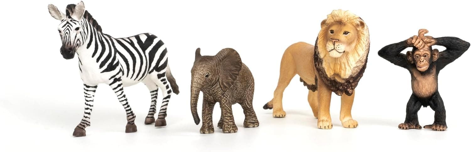Schleich Wild Life - 4 PC Safari Animals Figurines Set with Zebra, Monkey, Elephant and Lion Toys - Realistic African Animal Figures Playset for Boys and Girls - Educational Toys for Kids Ages 3+ thumbnail 7