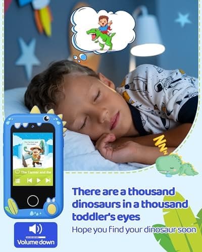 KOKODI Kids Smart Phone Toys, Birthday Gifts Idea Dinosaur Toys for 3 4 5 6 7 8 Year Old Boys, Touchscreen HD Digital Dual Video Camera, Preschool Learning Toy for Kids 3-5 Travel Trip Activity (Blue) thumbnail 2