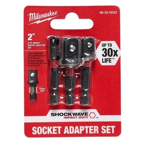 Milwaukee 48-32-5033 Power Drill Bit Extensions Shockwave Socket Adapter Set, 1/4", 1/2", 3/8" - Image 1