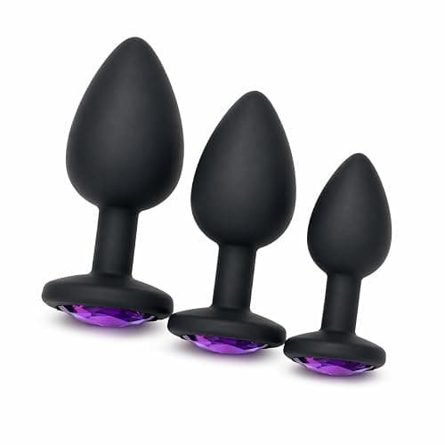 Anal Sex Trainer 3PCS Silicone Jeweled Butt Plugs, Eastern Delights Anal Sex Toys Kit for Starter Beginner Men Women Couples, Black thumbnail 5