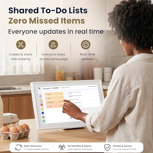 Winnovo 15.6-Inch Smart Digital Calendar & Photo Frame for Family, Wall Planner with Auto-Sync to Apple, Google & Outlook, Touchscreen Display with Chore Chart, To-Do Lists & Meal Planner, White Frame, No Subscription thumbnail 7