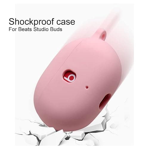 Claiol Silicone Case for Beats Studio Buds 2021/2023, Premium Shockproof Silicone New Beats Studio Buds Case Cover with Keychain. (Pink) thumbnail 3