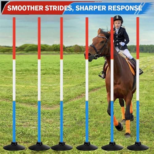 6 Pcs 6FT Pole Bending Poles for Horses | Horse Training Equipment with Round Base | Adjustable Gear for Horse Agility, Equestrian Sports, Soccer Drills, Football Practice & Dog Obstacle Courses thumbnail 7