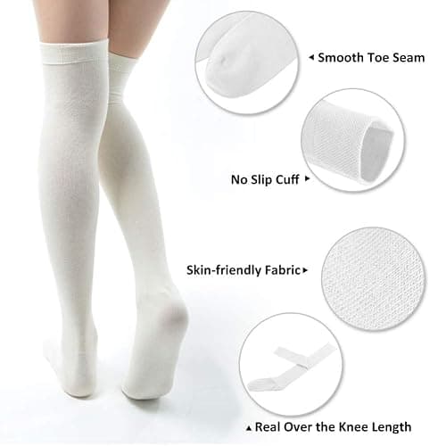 MK MEIKAN Women's Over Knee High Socks, Tube Dresses Fashion Cotton Thigh High Socks Stockings Cosplay Socks thumbnail 3