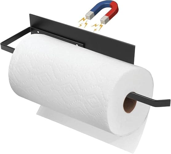 Paper Towel Holder, Magnetic Paper Towel Holder for Fridge, Toilet Paper Roll Holder Magnet Towel Rack Wall Mount Fridge Organizer for Paper Towels Rolls Bathroom Pantry RV Kitchen Storage - Image 1