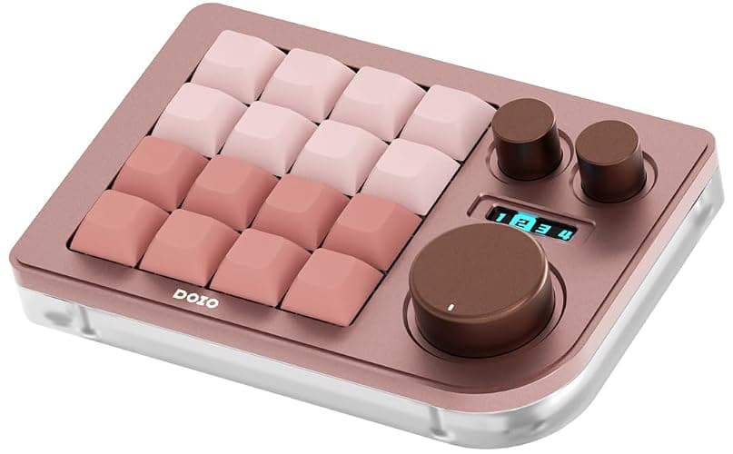 KEEBMONKEY Megalodon Triple Knob Macro Pad Programmable Designer Mini Keyboard 16 Keys (Pink) - Image 1