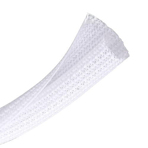 CrocSee 10ft - 1/2 inch Braided Cable Management Sleeve Cord Protector - Self-Wrapping Split Wire Loom for TV/Computer/Home Theater/Engine Bay - White - 1/2"-10ft - White