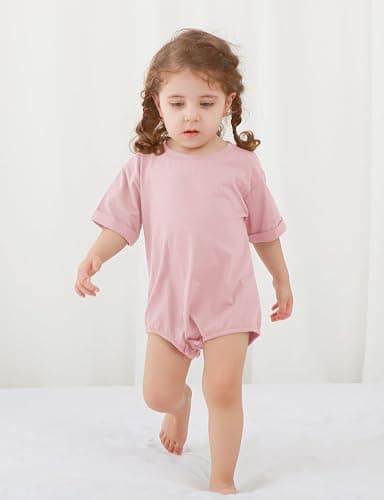 Jimonda Baby Bubble Rompers Boy Girl Cotton Shirt Clothes | Soft,breathable,skin-friendly fabric,Solid Color Outfits,Short Sleeve Button Bodysuit,2pcs set,Summer cool,Durable thumbnail 7
