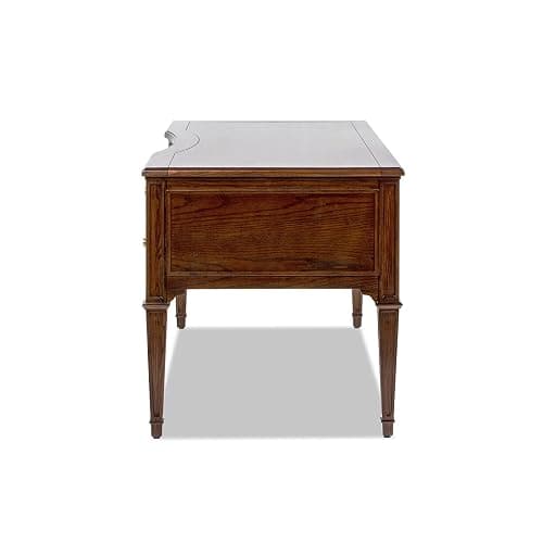 Jennifer Taylor Home JTH Luxe Dauphin Gold Accent 5-Drawer Wood Executive Desk, Walnut Brown Wood thumbnail 4