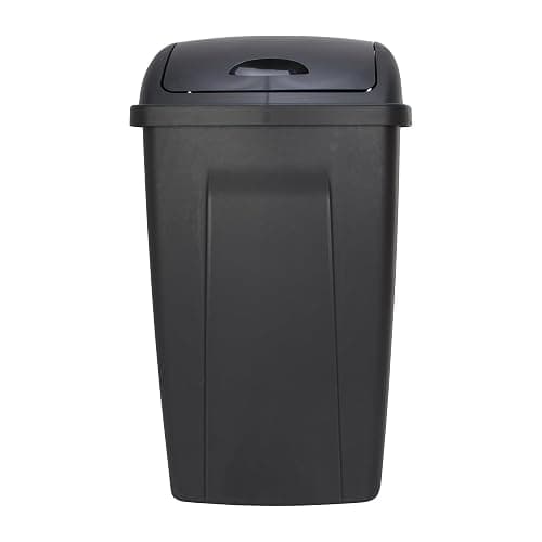 13 Gallon Trash Can Plastic Swing Top Kitchen Garbage Trash Can (Black) thumbnail 5