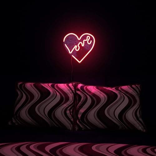 Isaac Jacobs 14" x 14" inch LED Neon Red “Love” Heart Wall Sign For Cool Light, Wall Art, Bedroom Decorations, Home Accessories, Party, and Holiday Decor: Powered by USB Wire (HEART) thumbnail 6