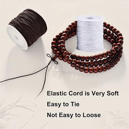 Stretchy String for Bracelets, 4 Rolls 1 mm Sturdy Elastic String Elastic Cord for Jewelry Making, Necklaces, Beading (2 Black+ 2 White) thumbnail 7