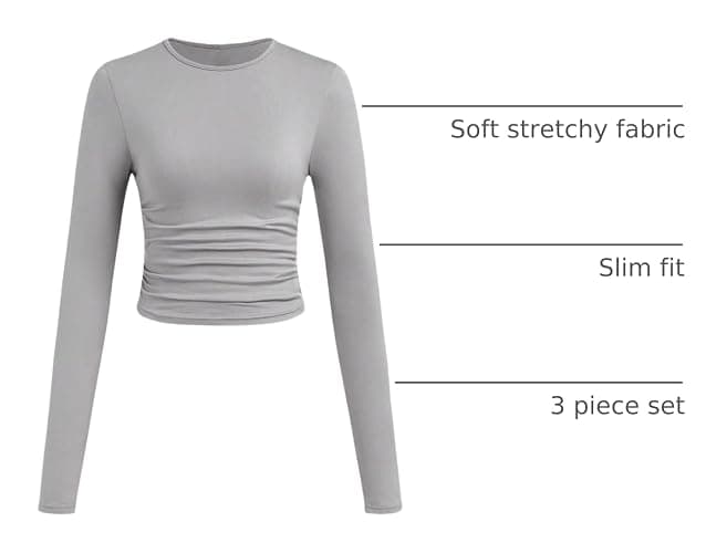 SOLY HUX Girl's Long Sleeve T Shirts 3 Packs Crewneck Fall Tees Ruched Fitted Tee Shirt Tops thumbnail 4
