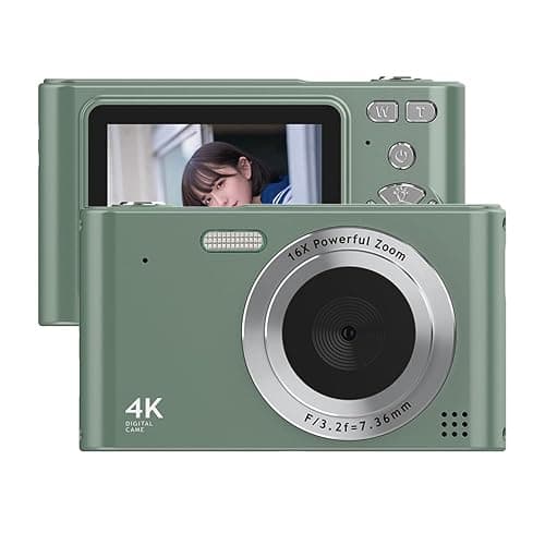 Andoer 4K Digital Camera, 48MP Compact Portable Photo Camera 2.4 Inch Screen 16X Digital Zoom Anti-Shake Face Detection Beauty Effect Motion Detection for Kids Teen Students Beginner (Army Green) - Image 1