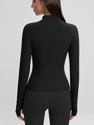 Yaqi Verse Women's Full Zip Up Workout Jacket, Slim Fit Lightweight Yoga Running Athletic Gym Sports Jacket with Thumb Holes thumbnail 4