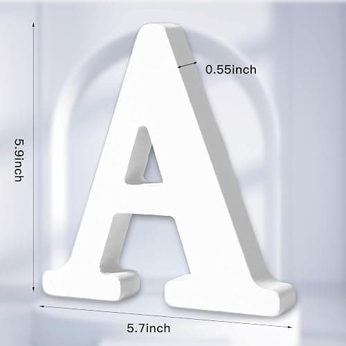 AOCEAN 6 Inch White Wood Letters - Unfinished Wood Letters for Wall Christmas Decor Standing Letters Slices Sign Board Decoration for Xmas Home Party Projects (A) thumbnail 2