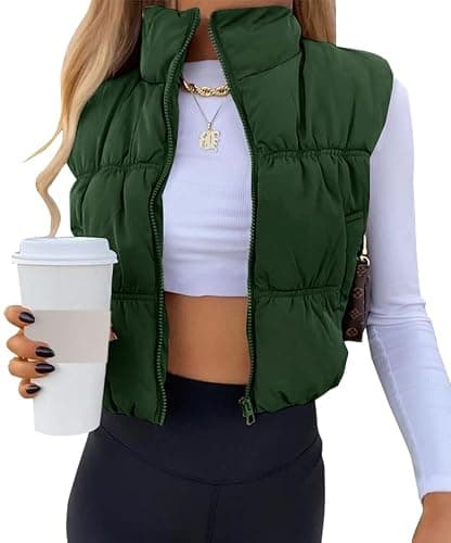 SySea Women's Crop Puffer Vest Winter Zip Up Lightweight Sleeveless Warm Outerwear Padded Coat - Image 1