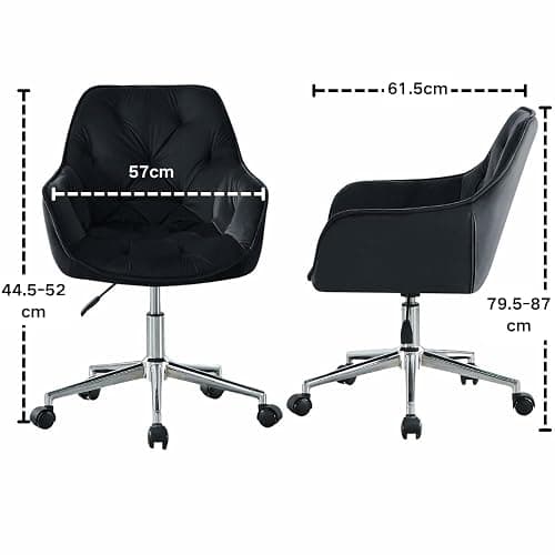 JaHECOME Bürostuhl aus Samt, höhenverstellbarer Konferenzstuhl, Drehbarer Computerstuhl mit Armlehne und Schaumstoffpolsterung für Home Office, Büro(1, Schwarz) thumbnail 3