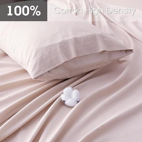 HYPREST Extra Deep Pocket Queen Sheet Sets Fits 18"-24" in Deep Mattress -100% Cotton Queen Sheet Set,Pink Hotel Luxury Soft Wrinkle Free Cooling Sheet Sets for Queen Bed Deep Pocket thumbnail 2