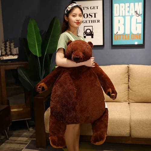 MIAOHAHA 100cm Giant Djungelskog Teddy Bear Dark Brown Plush Toy Bear Big Teddy Bear Stuffed Animal Doll Home Decor Birthday Gift for Girl,Boy (39.3in/100cm) thumbnail 2