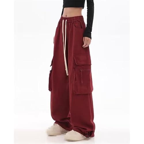 Ownwfeat Women's Cargo Pants Low Waist Trousers Straight Pants thumbnail 4