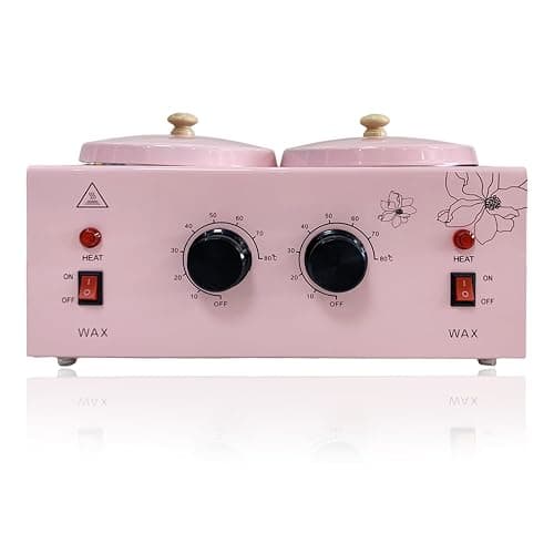 Double Pots Wax Warmer Professional Melted Wax Beads for Hair Removal,Fast Electric Wax Heater with Adjustable Temperature Set for Women (Pink-Double Pots) - Image 1