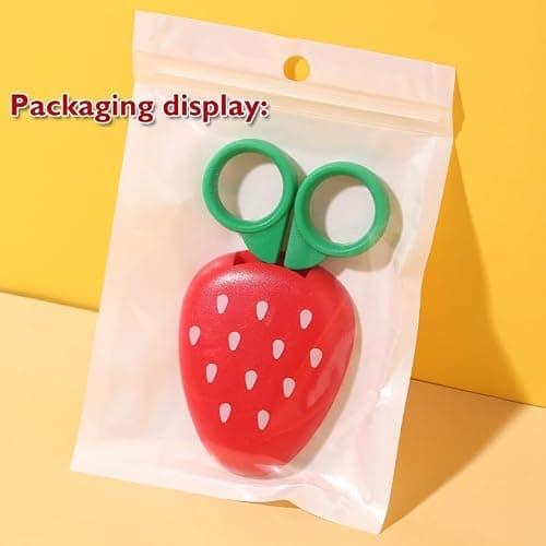 AKOAK 1 Count Paper Scissors, Children's Safety Paper Cuttings Scissors, Creative Fruit Scissors and Refrigerator Magnets are the Home Decorations for Students/Children (Strawberry) thumbnail 5