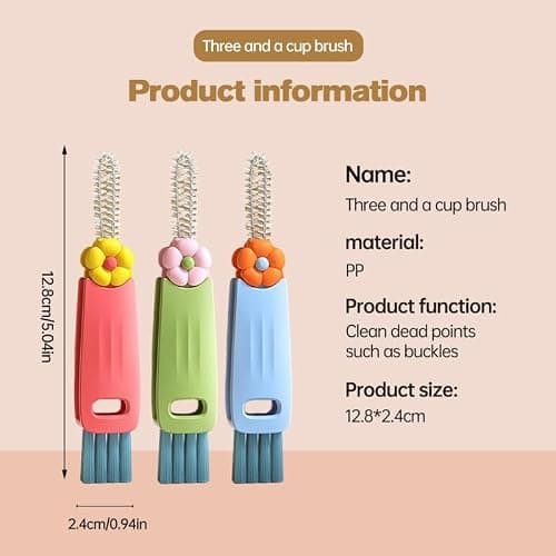3 in 1 Cup Lid Gap Cleaning Brush, Multifunctional Bottle Brush, Cup Lid Gap Cleaner, Home Kitchen Crevice Cleaning Brush Tools (Green) thumbnail 2