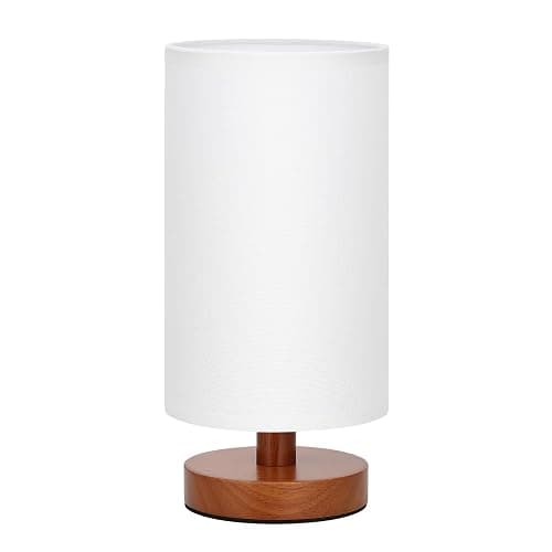 Fenmzee Small Table Lamp for Bedroom - Inline Control, Bedside Lamp with 3000K A15 LED Blub, Easy Assembly (White Shade - Walnut Base, 9" Inline Control) thumbnail 9