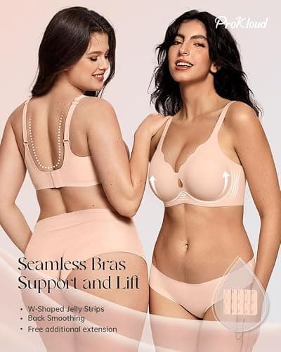 ProKloud Wireless Bras for Women Wave Push Up No Underwire Bralettes Seamless Full Coverage Support Lift Everyday Bra thumbnail 3