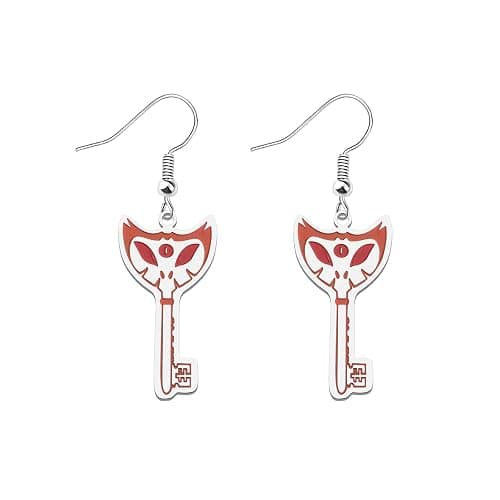 LQRI Anime Character Gifts Demon Cartoon Characters Inspired Heart-Shaped Wings Key Earrings Anime Series Merchandise - Image 1