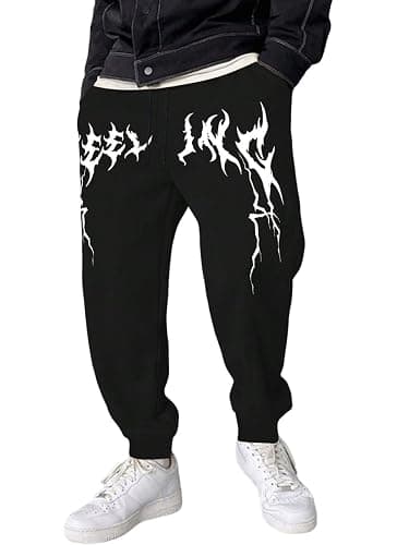 ZAFUL Cuffed Sweatpants for Men Casual Graphic Drawstring Printed Sweat Pants Stretch Loose Joggers - Image 1