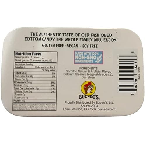Buc-ee's Sugar Free Cotton Candy Flavored Breath Mints, Gluten Free, Four Tins of 50 Mints (200 Mints Total) thumbnail 2