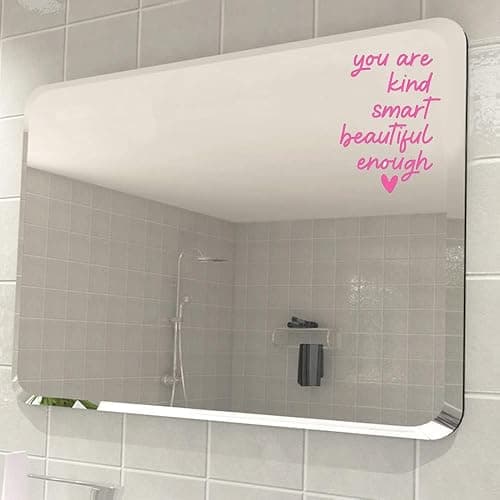 2 Pack Pink Mirror Decal Room Decor for Teen Girls, 3D Pink Bathroom Decor for Kids or Girls,Positive Affirmation Mirror Sticker thumbnail 6