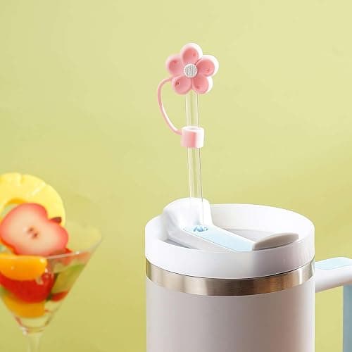 EIRZNGXQ Straw Cover for Stanley Cup, Cute Straw Topper for Stanley Cup Accessories,10mm/0.4in Silicone Flower Straw Covers Caps Toppers, Dust-Proof Reusable Straw Cover Cap thumbnail 2