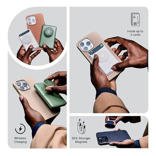 PopSockets Softgoods Phone Wallet with Expanding Grip and Adapter Ring for MagSafe, Magnetic Phone Card Holder, Wireless Charging Compatible, Wallet Compatible with MagSafe/Samsung - Eucalyptus thumbnail 7